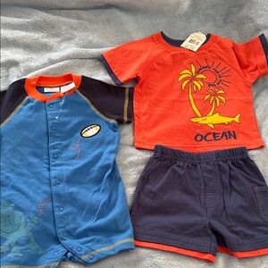 Child of Mine Blue and Orange Baby Romper